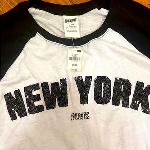 Pink New York sparkle long sleeve shirt